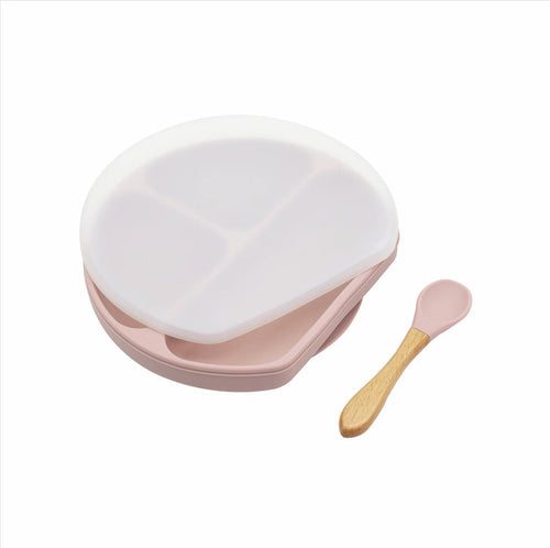 Baby Compartment Plate With Wooden Spoon